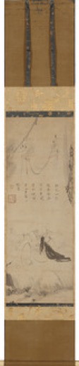 朝阳下补衣的僧人